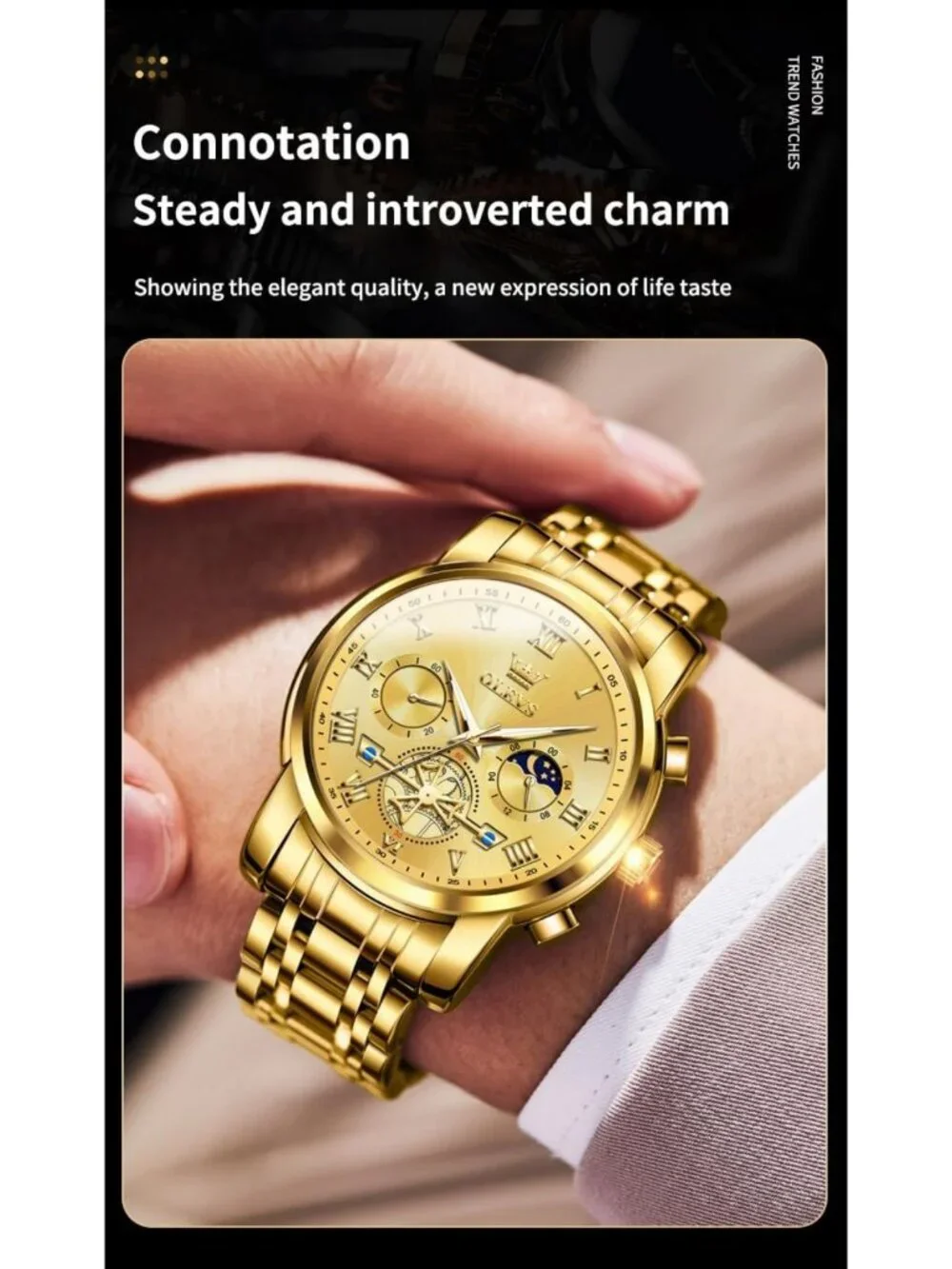 Luxury Waterproof Big Face Stainless Steel Multifunction Men's Watch - Stylish